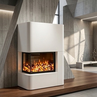 Cheminée Linéaire Moderne en Acier à Ventilation Directe avec Effet de Flamme LED, Chauffage Électrique Mural de 40 à 100 Pouces pour Hôtels/Villas