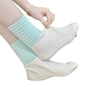 Chaussettes mi-mollet pour femmes, rayées, épaisses, évacuant l'humidité, coupe ample, pour environnement climatisé - Product Image 3