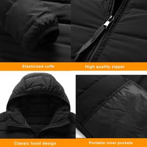 Vestes matelassées en duvet de canard chaudes et imperméables pour l'extérieur, avec logo personnalisé, à capuche, pour l'hiver, pour hommes - Product Image 3