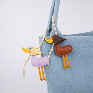 PU Leather Duck <b>Bag</b> <b>Charm</b> Hand-Stitched Cartoon Duck Purse <b>Charm</b> Keychain for Handbags Backpacks - Product Image 1