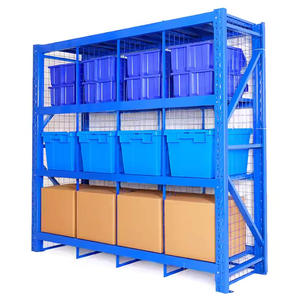 تشطيب مسحوق رف مستودع فولاذية من 4 طبقات مع إطارات شبكية لاستخدام المستودعات - Product Image 2