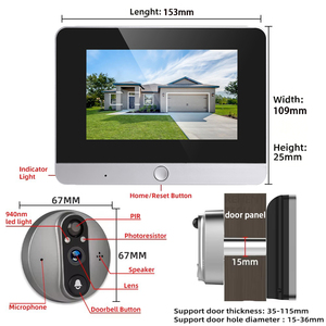 <span class=keywords><strong>Sonnette</strong></span> de porte vidéo de sécurité WiFi TNTX 2.4G avec caméra 2MP, interphone audio, acier inoxydable, écran 5 pouces, batterie 10000mAh - Product Image 5
