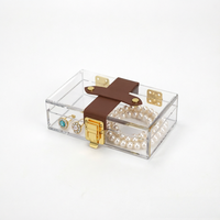 Boîtes de présentation en acrylique transparent, boîte de rangement à bijoux à couvercle rabattable, emballage cadeau de luxe léger pour le rangement