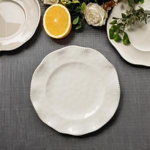 Juego de vajilla de melamina blanca italiana grande personalizada al por mayor, cuenco crema sólido para pasta, platos modernos para servir hoteles con perlas - Product Image 2