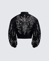 LEDUO Gothic-Style Formelle PU-Jacke mit Stehkragen und Reißverschluss aus Vliesstoff