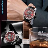 Montre homme OCHSTIN 7010A GA7010A, bracelet en cuir, étanche, style business, cadran ajouré, automatique, mécanique.