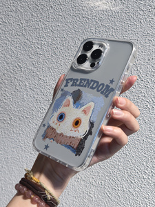 <span class=keywords><strong>Cover</strong></span> per <span class=keywords><strong>iPhone</strong></span> 17/16/15/14/13/<span class=keywords><strong>12</strong></span> Pro Max con Gatto Bianco a Occhi Straniari, Trasparente Antiurto e Anti-caduta con Tipografia - Product Image 6
