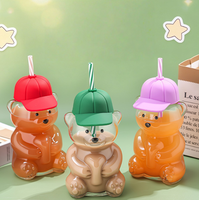 Gobelet réutilisable anti-fuite en verre avec couvercle et paille, motif ours en peluche de Noël