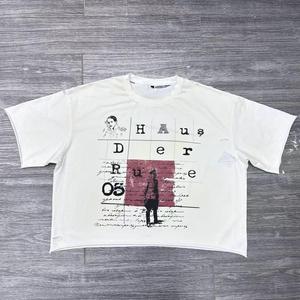 T-shirt Vintage in Cotone 100% con Logo Personalizzato, Nuovo Stile, Taglio Corto, Grafica con Strass, Manica Corta per Uomo - Product Image 4