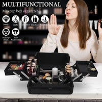 Trousse de Maquillage de Voyage en Aluminium Grande Capacité Résistante à l'Eau Durable avec 4 Plateaux Ajustables Portable – Stock US
