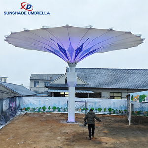 مظلة شاطئ كهربائية كبيرة وحديثة مع عمود من الفولاذ المقاوم للصدأ، مظلة قابلة للسحب للحدائق والمتنزهات والمساحات الخارجية - Product Image 4