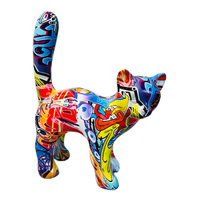Décoration de maison mignon chat Figurine résine chat Statue décoration salon meubles Graffiti animaux chats accessoires cadeau résine artisanat