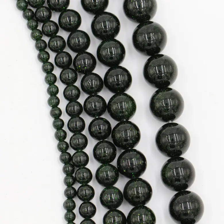 Pierre précieuse naturelle en vrac 8mm grès vert perles de pierre en vrac pour la fabrication de bijoux de mode bracelet collier