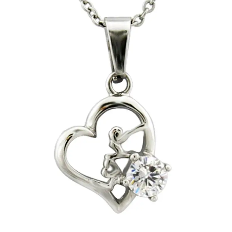 Custom jewelry women fashion heart 925 zircon necklace sterling silver jewelry