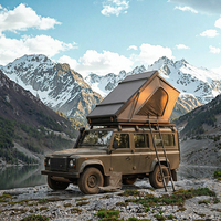 Tente de toit rigide XL moderne pour 4 personnes, type extensible, avec ouverture latérale, en nylon, design imperméable pour une utilisation en extérieur en toutes saisons