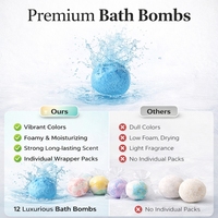 Coffret Cadeau de Bombes de Bain Bio Effervescentes pour Enfants, Huiles Essentielles Véganes, Relaxantes, avec Jouet Surprise à l'Intérieur
