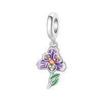 Accessoires de bracelet décoratifs DIY : fleurs d'iris, violons, trèfles à quatre feuilles, pendentifs breloques, fils de perles, argent plaqué cuivre
