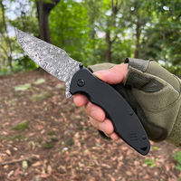 Couteau pliant EMHTiii en acier haute teneur en carbone 8Cr14, couteau de chasse pliant de poche en acier pakistanais avec motif Damas au laser, vente en gros
