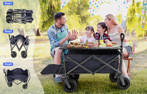 Vendita in fabbrica carrello da campeggio carro da giardino pieghevole pieghevole nero di grandi dimensioni - Product Image 6