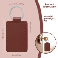 Porte-clés mousqueton en PU personnalisable avec gravure laser, design rectangulaire simple et multifonctionnel, idéal pour sacs et anti-perte pour voiture