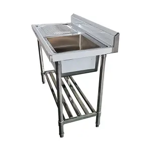 OEM ODM metal lab sink 201 304 stainless steel kitchen sink single bowl with undershelf outdoor sink table