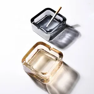 Creative square glass ashtray High grade household exquisite ashtray display smoking ashtray