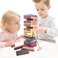 Jeu de construction en bois classique pour la maison, tour géante à empiler, jouet éducatif DIY avec couleur et logo personnalisés