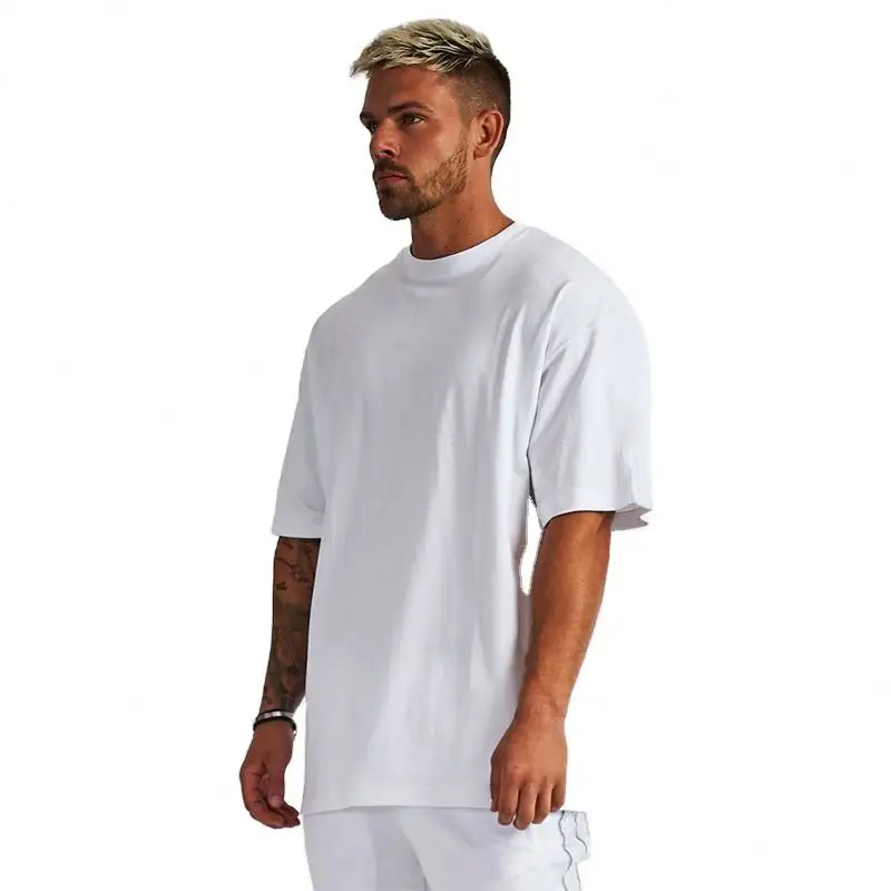 Kaus Katun Longgar Ukuran Besar Pria, Kaus Polos Merek Bahu Jatuh Kecil Kualitas Mewah Desain Baru