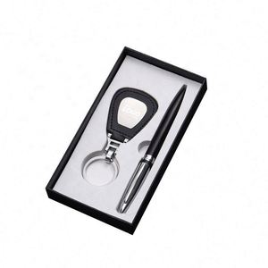 Chinese Style Keychain & Pen <b>Gift</b> <b>Set</b> - Elegant Leather Keyring & Signature Pen for Business <b>Gifts</b> & Favors - Product Image 1
