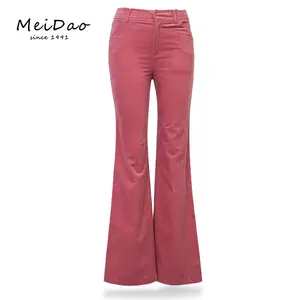 Classic Comfort Straight Leg Fit And Flare Ladies Red Corduroy Pants