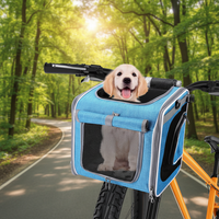 Panier de vélo pliable pour chien à fixation avant avec fermeture éclair, transporteur 4-en-1 pour animaux (sac à dos/sac à bandoulière/siège auto)