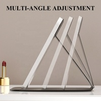 Miroir cosmétique de bureau pliable en cuir PU Miroir LED de maquillage portable à angle réglable avec trois lumières de couleur
