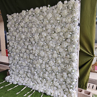Lisse blanc Rose hortensias retrousser tissu 3D fleur toile de fond fleur mur pour mariage toile de fond décor