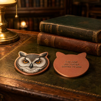 Médaille en cuivre pur .999 de 1 oz, découpée, avec relief 3D, imprimée UV couleur, motif Hibou de la Sagesse, pièce de défi, cadeau de diplôme