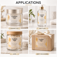 Étiquettes personnalisées en rouleau PET transparentes, effet or métallisé brillant, pour emballage de flacons cosmétiques
