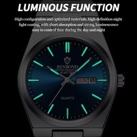 BINBOND B102 102 модные повседневные деловые кварцевые часы из нержавеющей стали водонепроницаемые с пряжкой светящийся календарь Мужские часы для мужчин