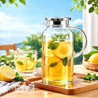 Bouilloire à thé en verre borosilicate de haute qualité pour restaurants et hôtels, grande capacité 1600 ml, pichet à eau froide/carafe à jus au design minimaliste