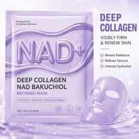 Masque facial en feuille hydratant anti-rides OEM pour peau de verre, avec NAD+, Bakuchiol, Collagène et Peptides, en hydrogel