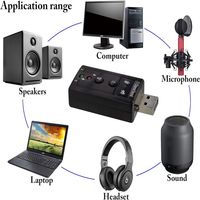USB 2.0 Virtual eksternal 7.1 CH Mic Speaker antarmuka Audio adaptor kartu suara untuk komputer Speaker Laptop dan lain-lain hitam