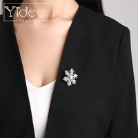 Broche de Noël en argent de haute qualité, motif flocon de neige, pour les fêtes