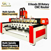 Router CNC 3D para Trabajar la Madera con Mesa Giratoria y 8 Cabezales