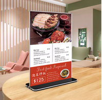 Présentoir d'affichage de bureau en acrylique transparent en forme de T, base noire, affichage de menu double face
