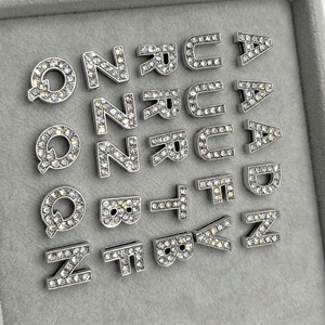 10mm rhinestone alphabet <b>slider</b> charm, A-Z letter charms for <b>bracelet</b>, initial slide charm with crystal - Product Image 4