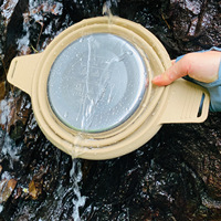Nouvel ensemble de cuisine pliable en silicone pour camping en plein air, pot de cuisson portable pour pique-nique, ustensiles de cuisine en acier inoxydable écologiques, 4 pièces