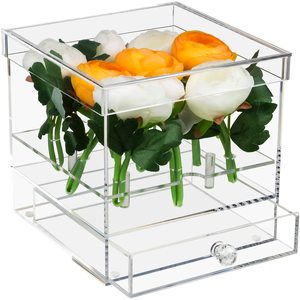 Caja de acrílico transparente con rosas cuadradas, caja de acrílico con cajón, rosas de San Valentín, caja de regalo solo para exhibición - Product Image 1