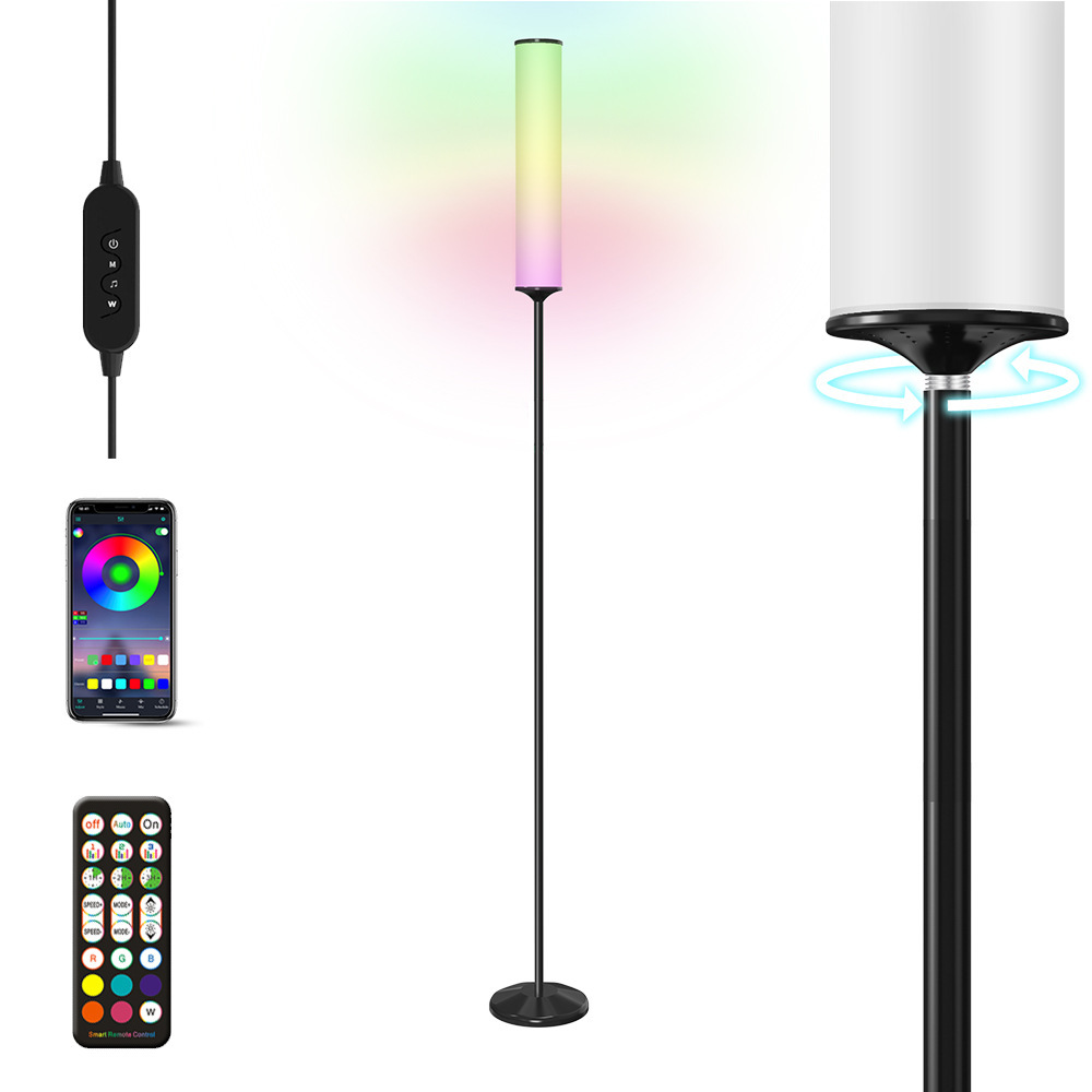 Smart Home WiFi Remote RGB Cylinder LED Floor Lamp Music Sync 16 Million Colors 1.65M Height for Living Room Atmosphere Lighting