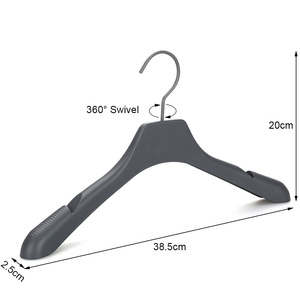 Percha de plástico negro antideslizante con logotipo personalizado barato para traje de abrigo - Product Image 4