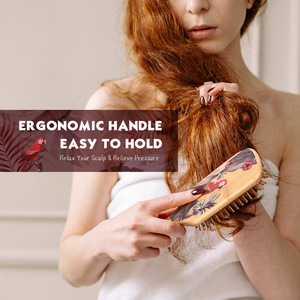 Ionic sinh thái thân thiện tre gỗ Fluffy tóc làm mịn lược thiết lập in mô hình massage đệm không khí 12 miếng nhà hiển thị hộp - Product Image 4