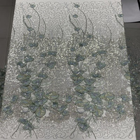 Nouvelle Tendance : Tissu en Dentelle Brodé de Perles Laser et Paillettes 3D Tricoté Robuste et Écologique pour Robes de Mariée et Accessoires Féminins