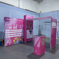 Stand d'exposition portable léger en aluminium 3x3m (10x10ft) avec étagère, support de bannière et comptoir pour salon professionnel